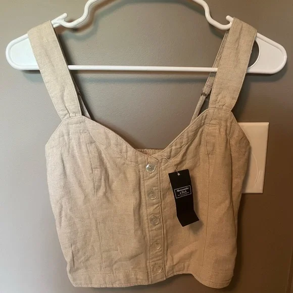 Abercrombie & Fitch Beige Button Top - Picture 2 of 5
